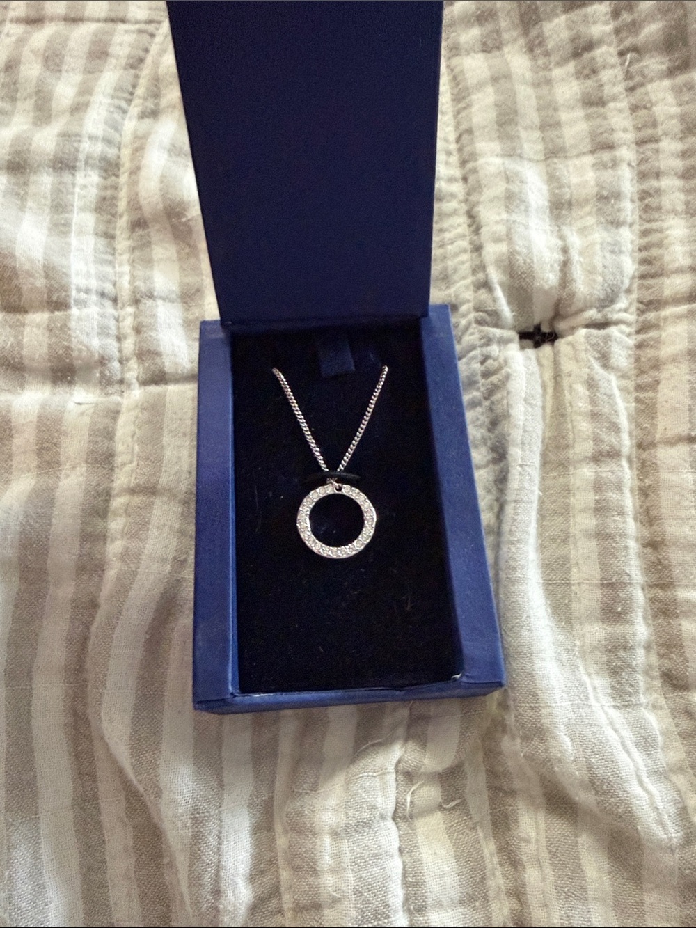 Swarovski Silver Crystal Open Circle Necklace